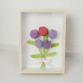 Tulips, Crochet Tulips, Wooden Framed Crochet Tulips On A White Background